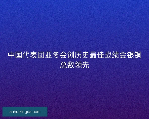 中国代表团亚冬会创历史最佳战绩金银铜总数领先